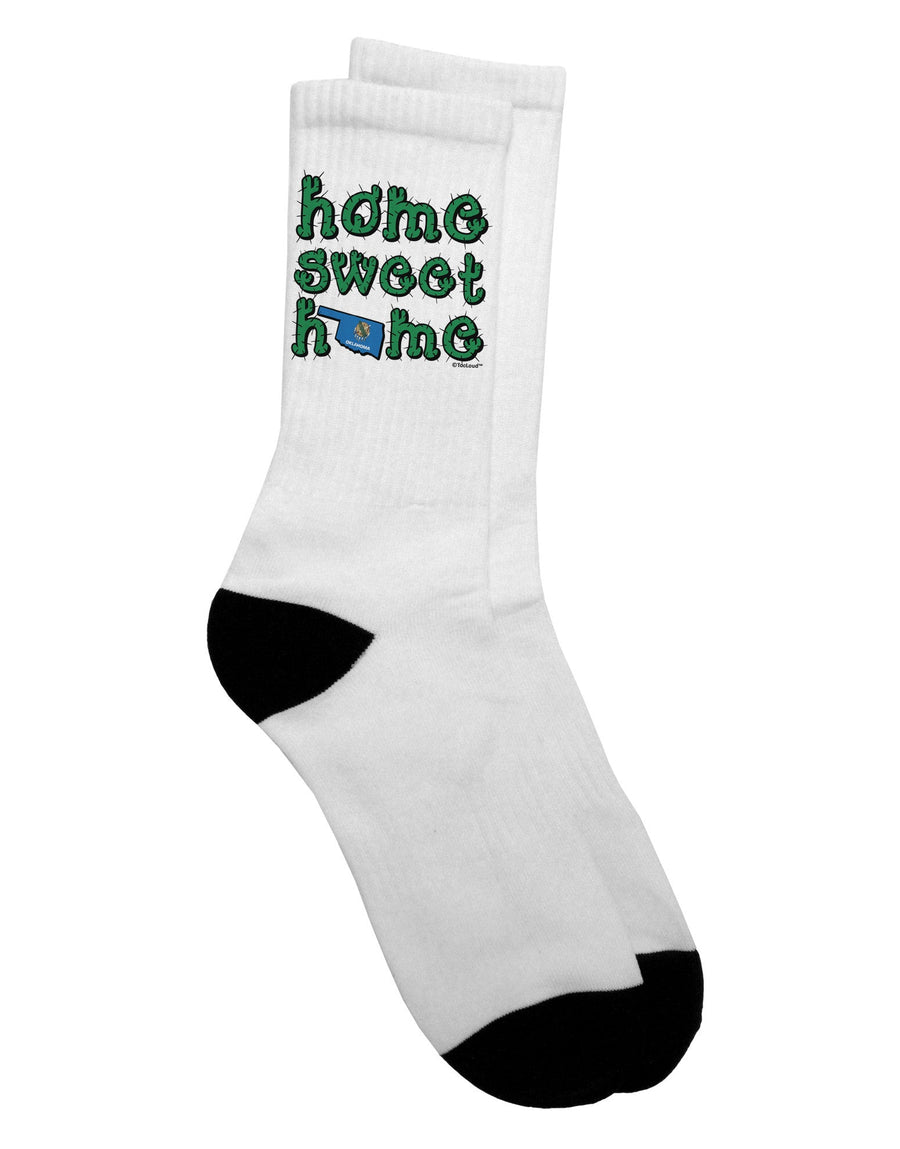 Oklahoma-inspired Cactus and State Flag Adult Crew Socks - Perfect for Home Comfort - by TooLoud-Socks-TooLoud-White-Ladies-4-6-Davson Sales