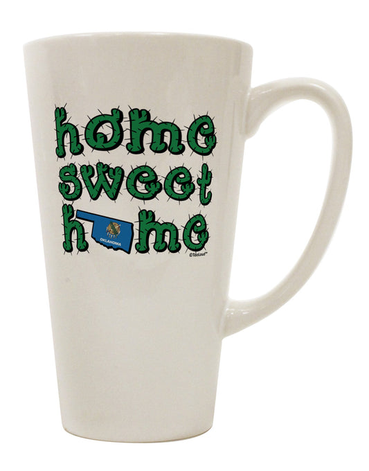 Oklahoma's Pride: Exquisite Cactus and State Flag 16 Ounce Conical Latte Coffee Mug - TooLoud-Conical Latte Mug-TooLoud-White-Davson Sales