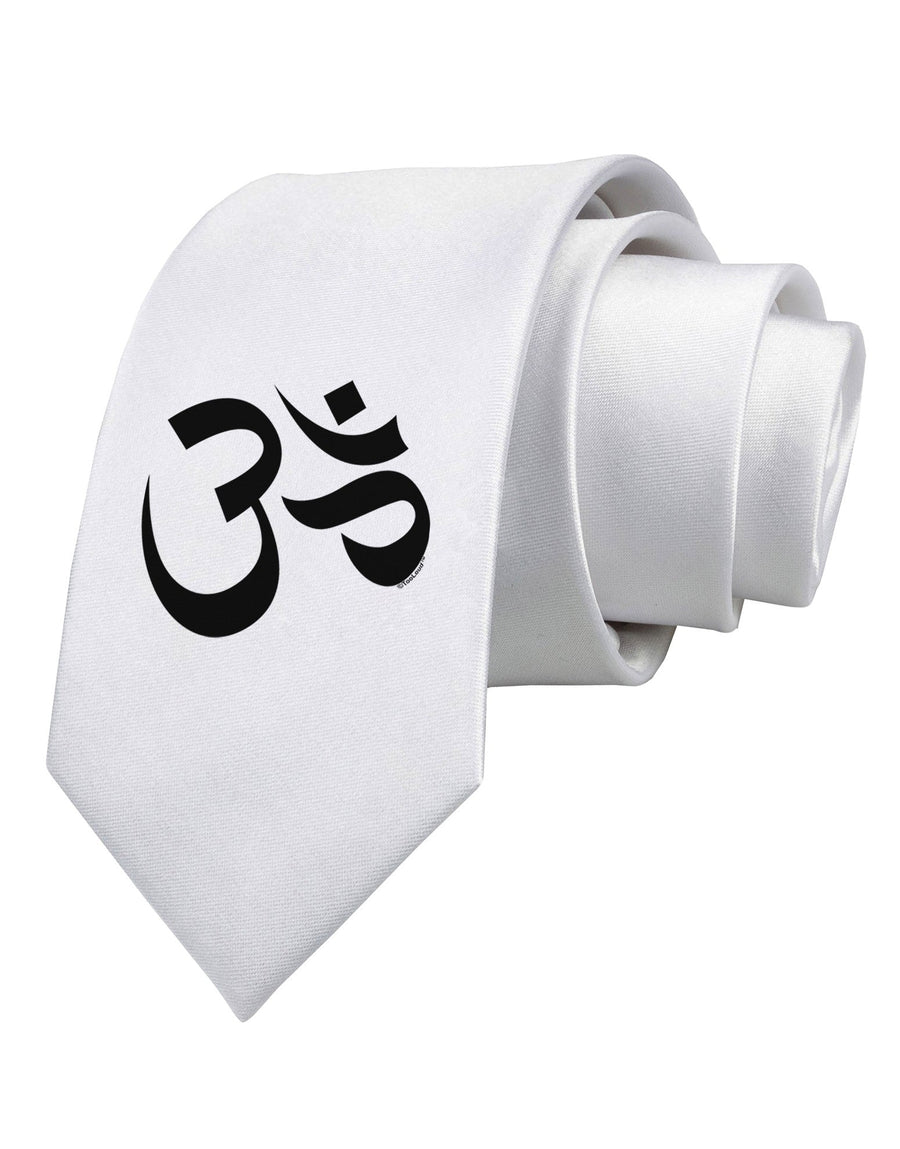 Om Symbol Printed White Necktie