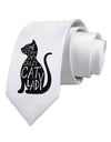 One Cat Short Of A Crazy Cat Lady Printed White Necktie