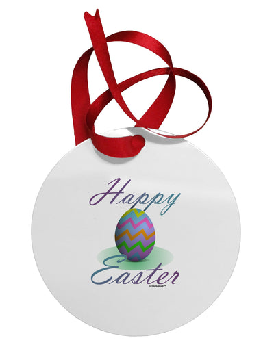 One Happy Easter Egg Circular Metal Ornament-Ornament-TooLoud-White-Davson Sales