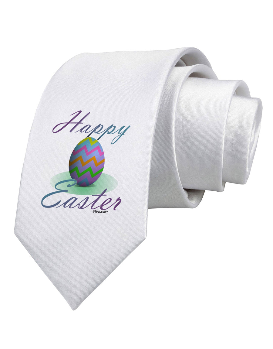 One Happy Easter Egg Printed White Necktie