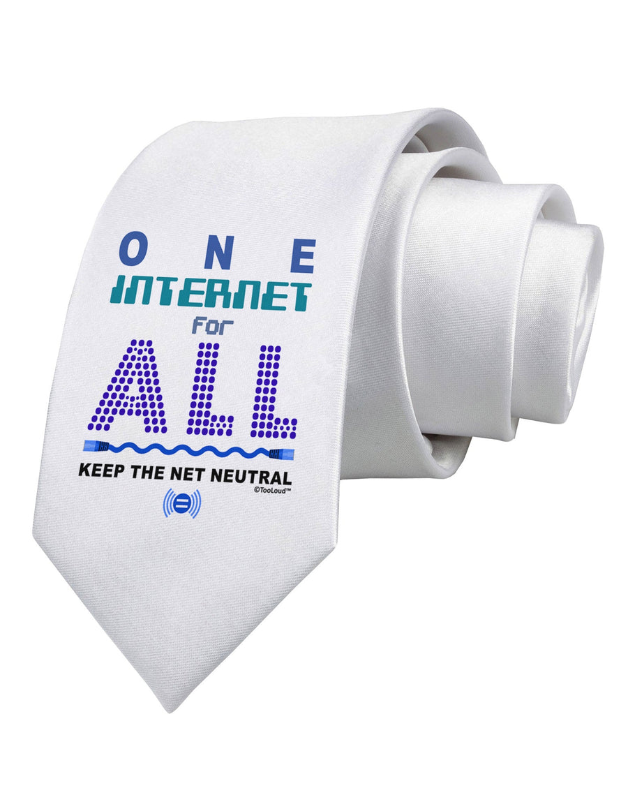 One Internet For All Keep The Net Neutral Printed White Necktie