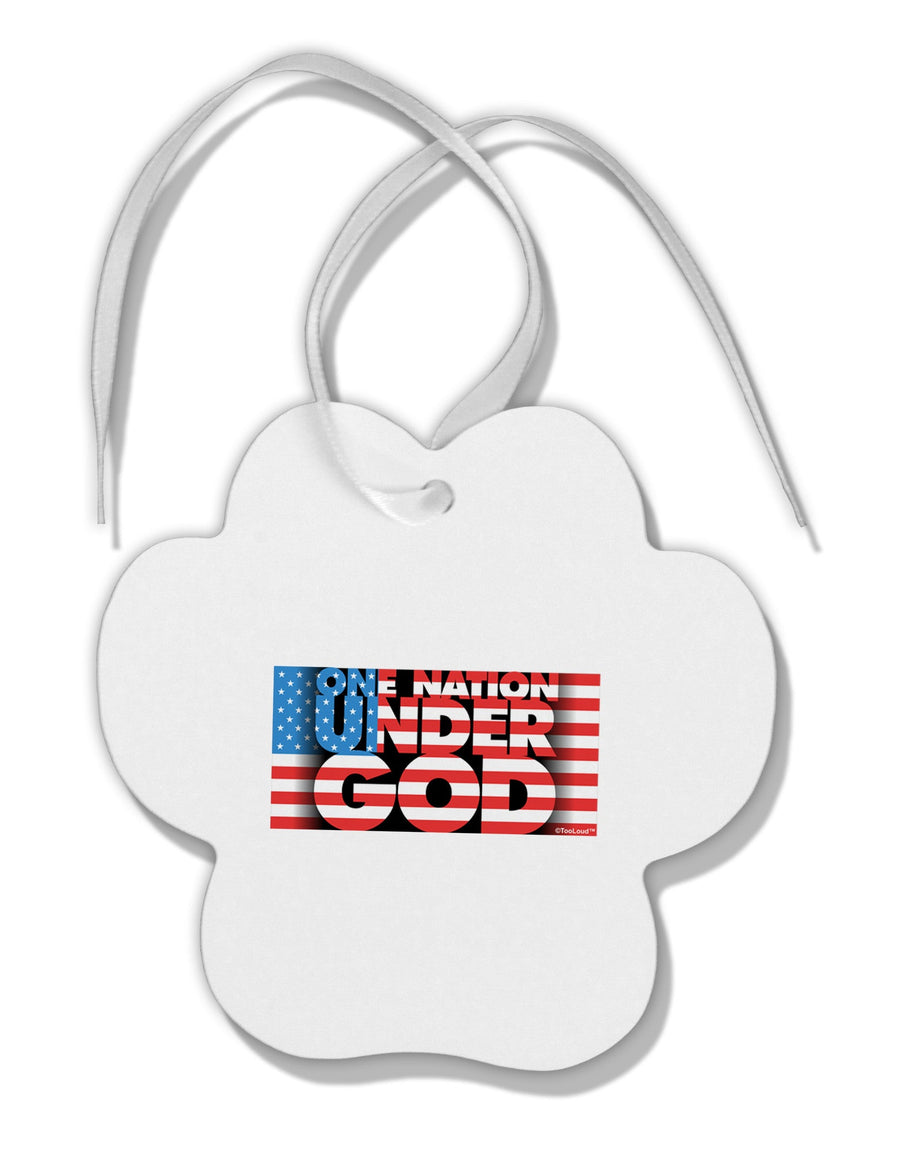 One Nation Under God Paw Print Shaped Ornament-Ornament-TooLoud-White-Davson Sales