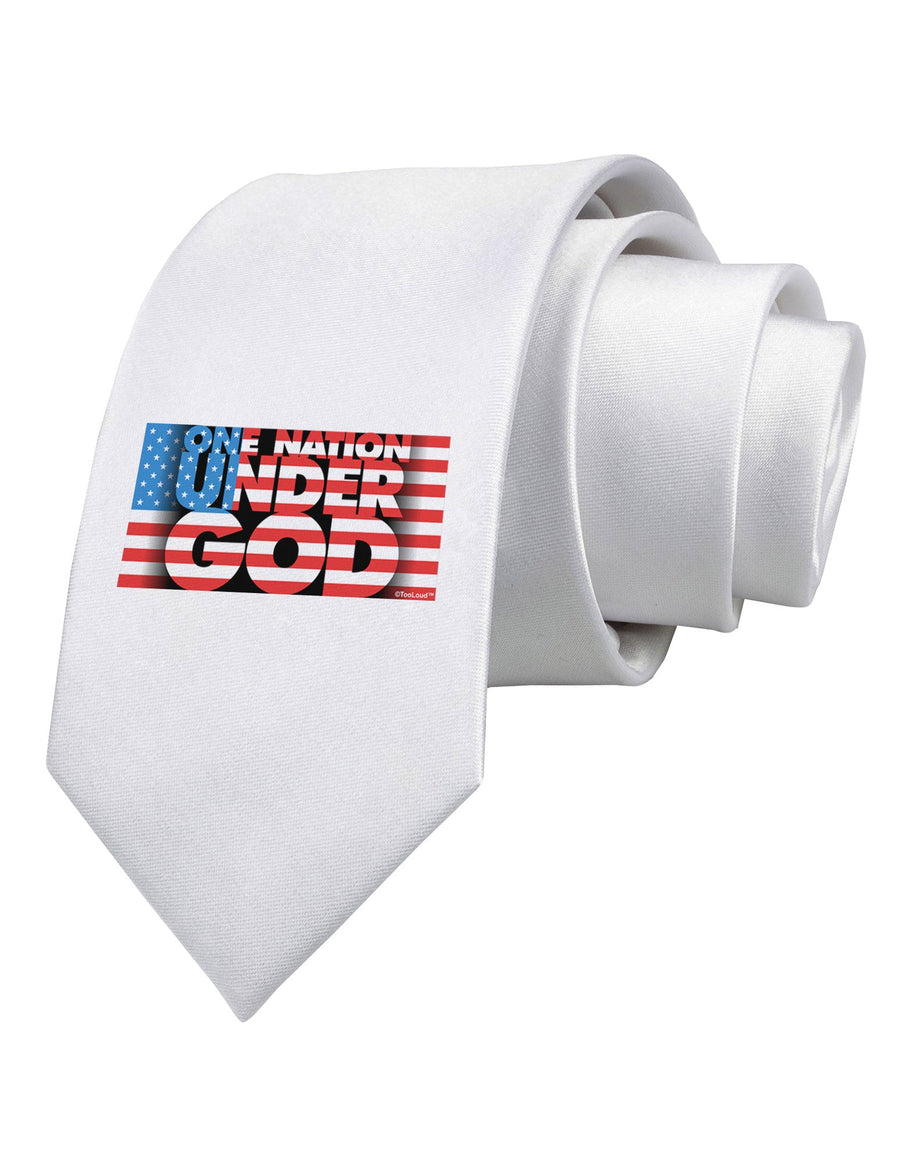 One Nation Under God Printed White Necktie