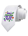 Only Veggies On My Plate Printed White Necktie