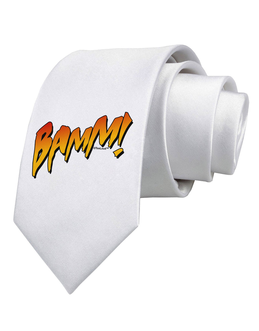 Onomatopoeia BAMM Printed White Necktie