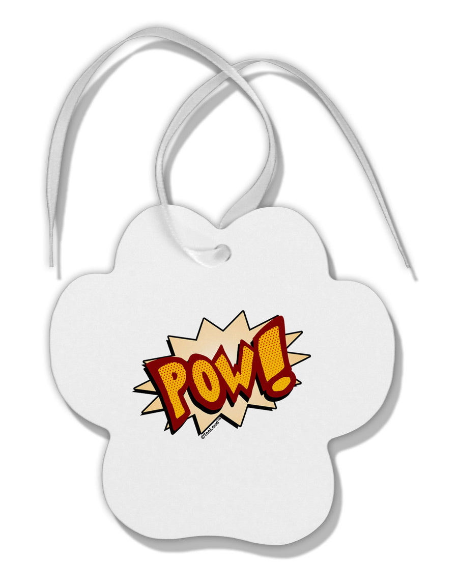 Onomatopoeia POW Paw Print Shaped Ornament-Ornament-TooLoud-White-Davson Sales