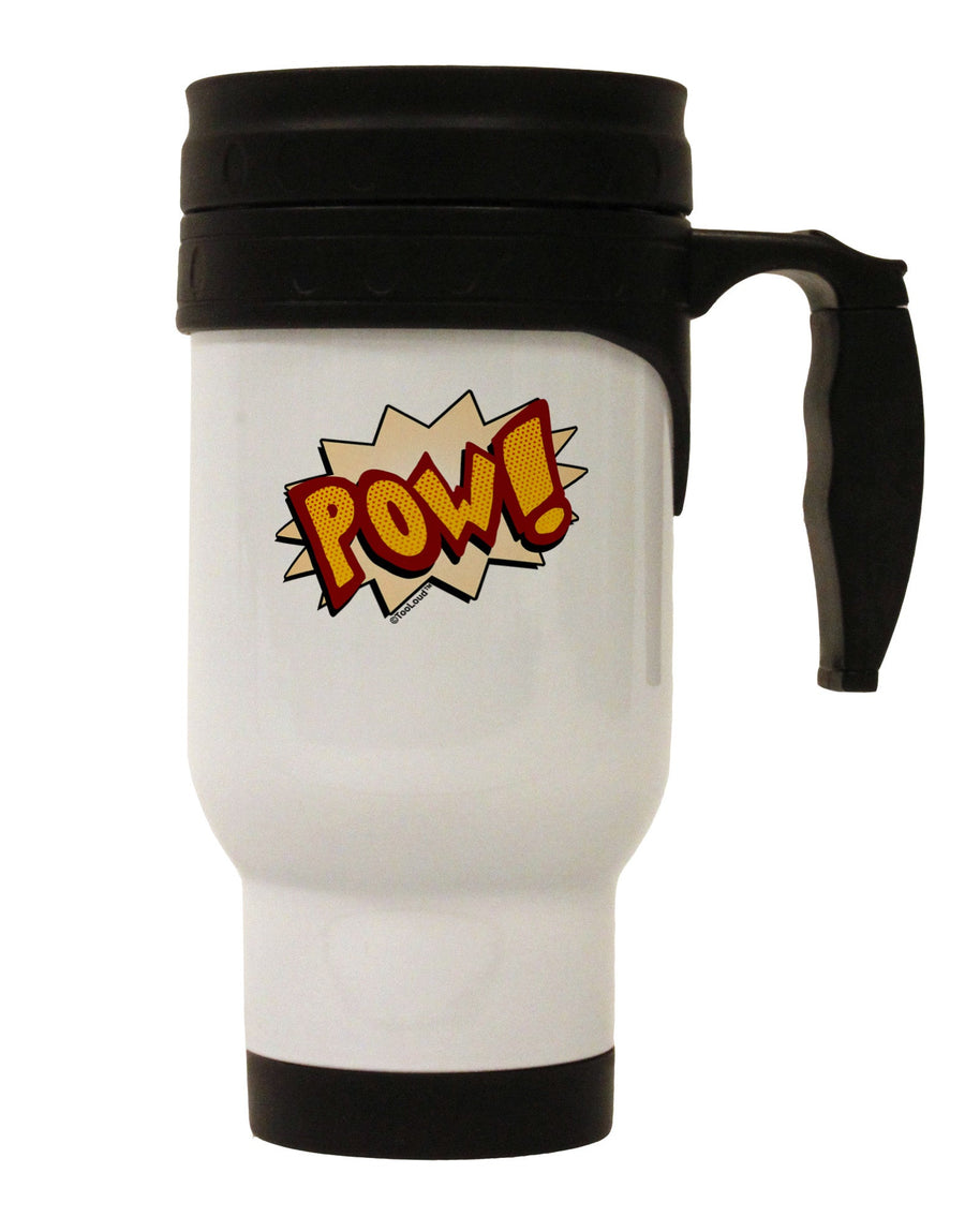 Onomatopoeia POW Stainless Steel 14oz Travel Mug-Travel Mugs-TooLoud-White-Davson Sales