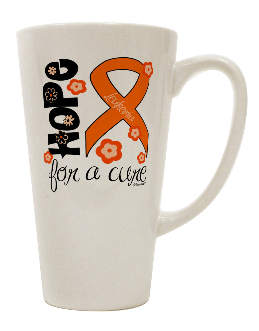 Orange Ribbon Leukemia Awareness - Floral 16 oz Conical Latte Coffee Mug - TooLoud-Conical Latte Mug-TooLoud-White-Davson Sales