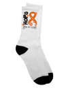 Orange Ribbon Leukemia Awareness Flowers Adult Crew Socks - Enhancing Hope for a Cure - TooLoud-Socks-TooLoud-White-Ladies-4-6-Davson Sales