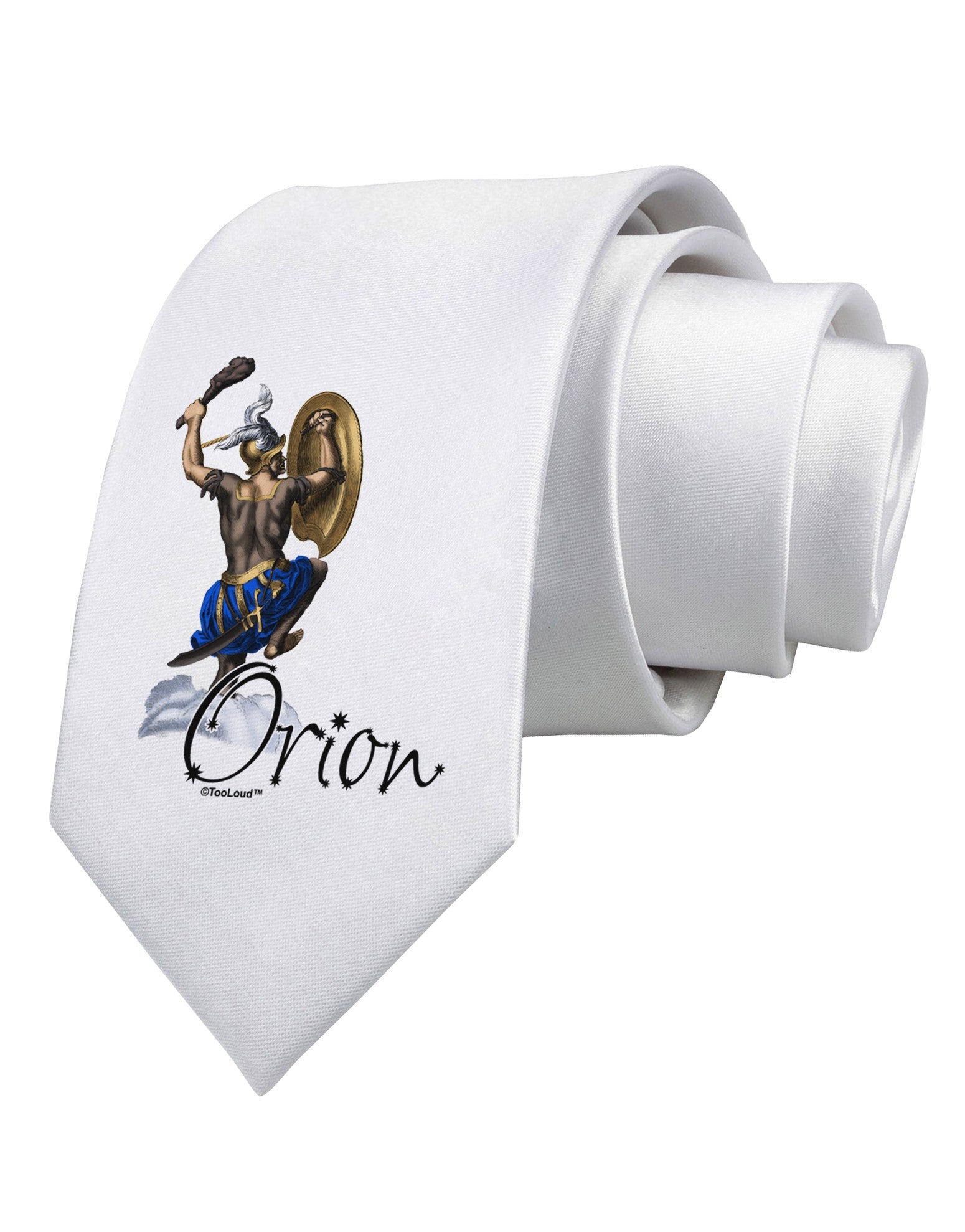 Orion Color Illustration Printed White Necktie