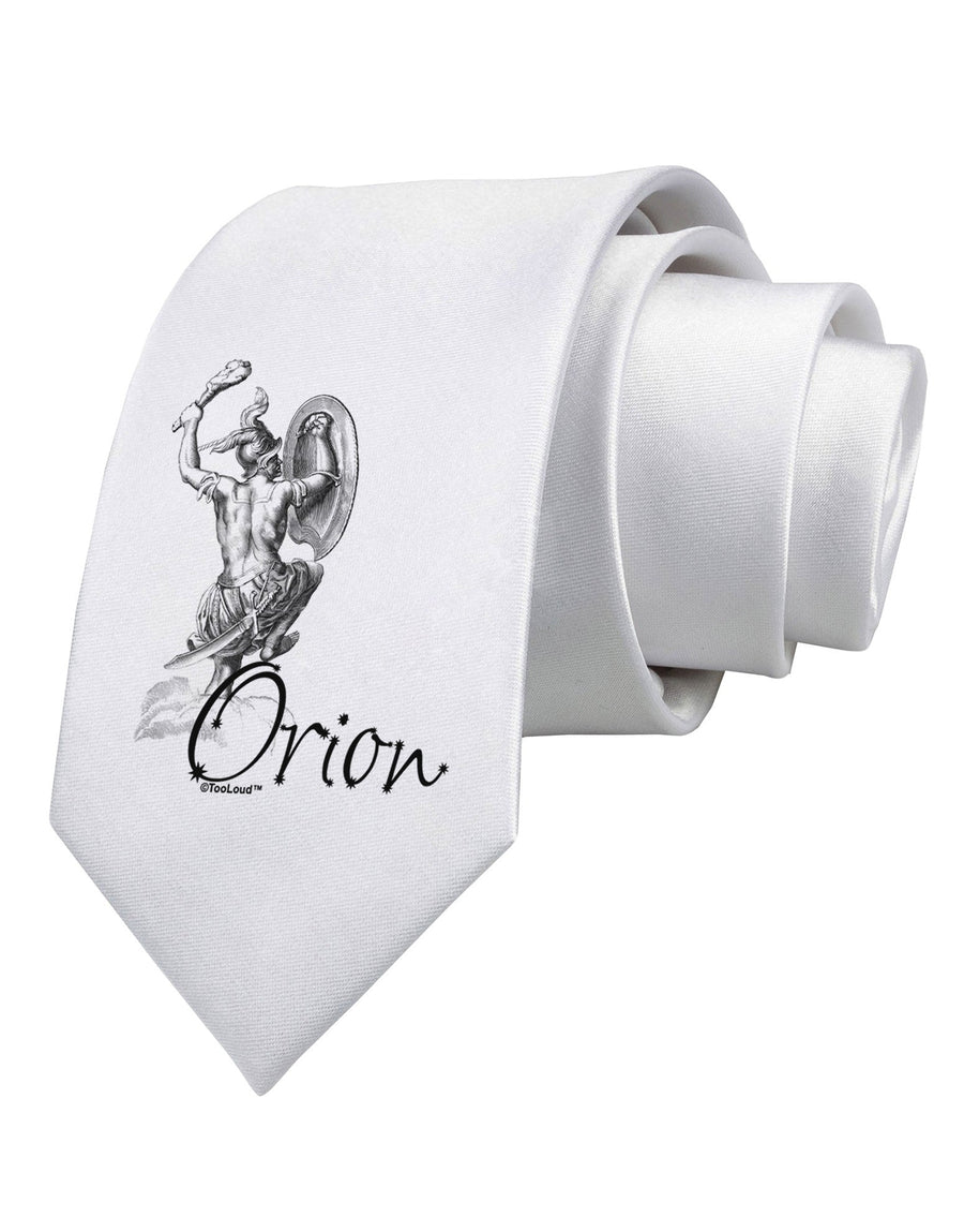 Orion Illustration Printed White Necktie