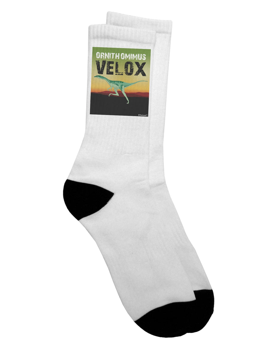 Ornithomimus Velox Adult Crew Socks with Customizable Name - Expertly Curated by TooLoud-Socks-TooLoud-White-Ladies-4-6-Davson Sales