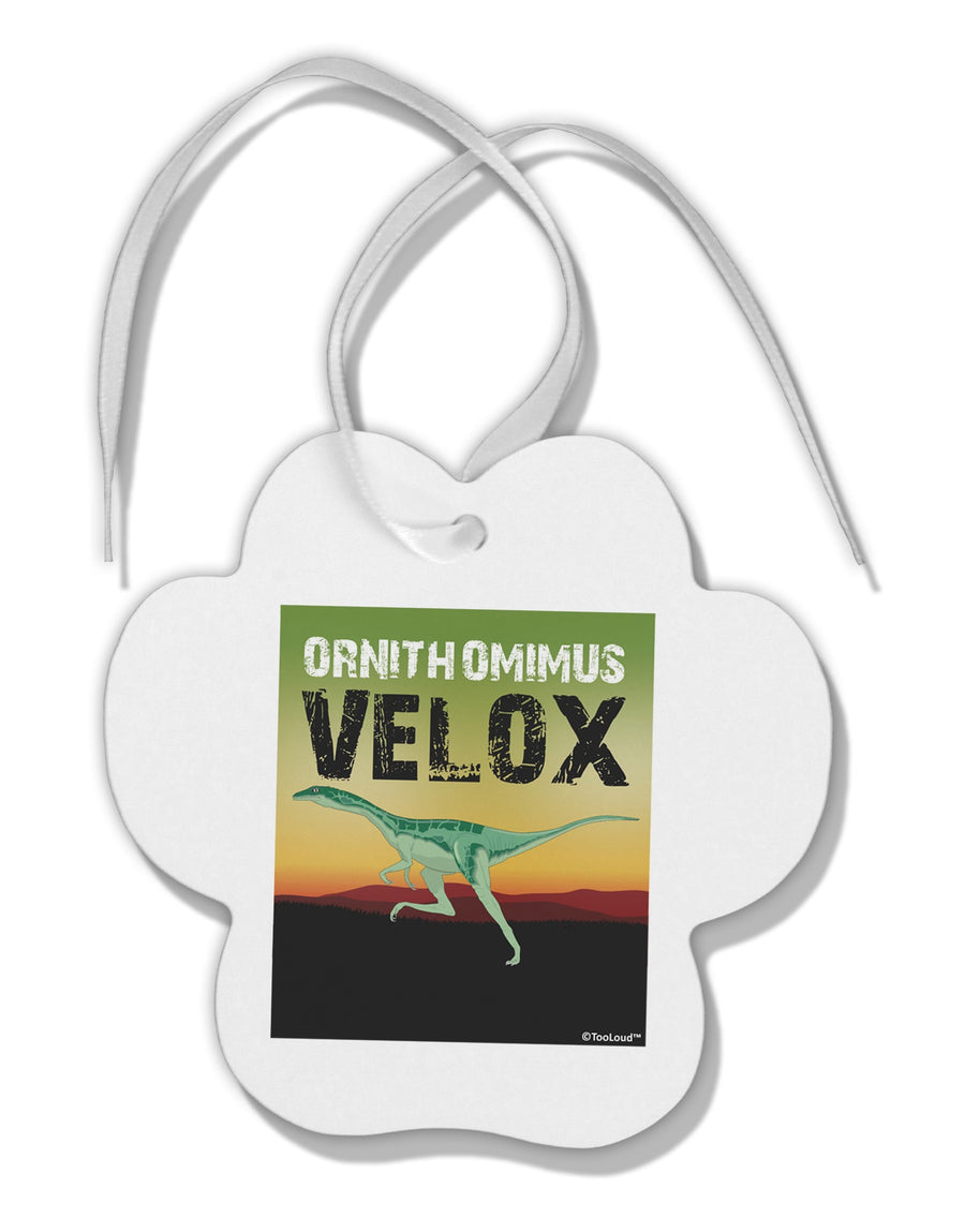 Ornithomimus Velox - With Name Paw Print Shaped Ornament by TooLoud-Ornament-TooLoud-White-Davson Sales