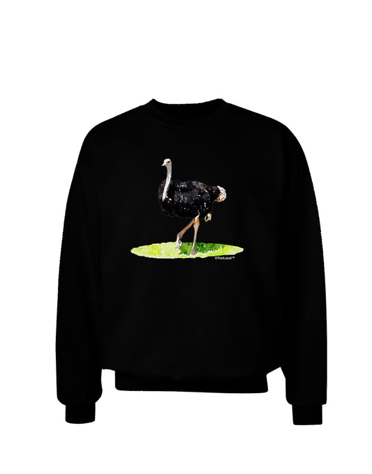 Ostrich Watercolor Adult Dark Sweatshirt-Sweatshirts-TooLoud-Black-Small-Davson Sales