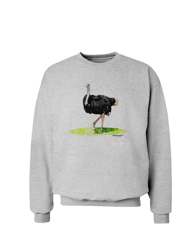 Ostrich Watercolor Sweatshirt-Sweatshirts-TooLoud-AshGray-Small-Davson Sales