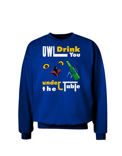 Owl Drink You Under the Table Adult Dark Sweatshirt-Sweatshirts-TooLoud-Deep-Royal-Blue-Small-Davson Sales