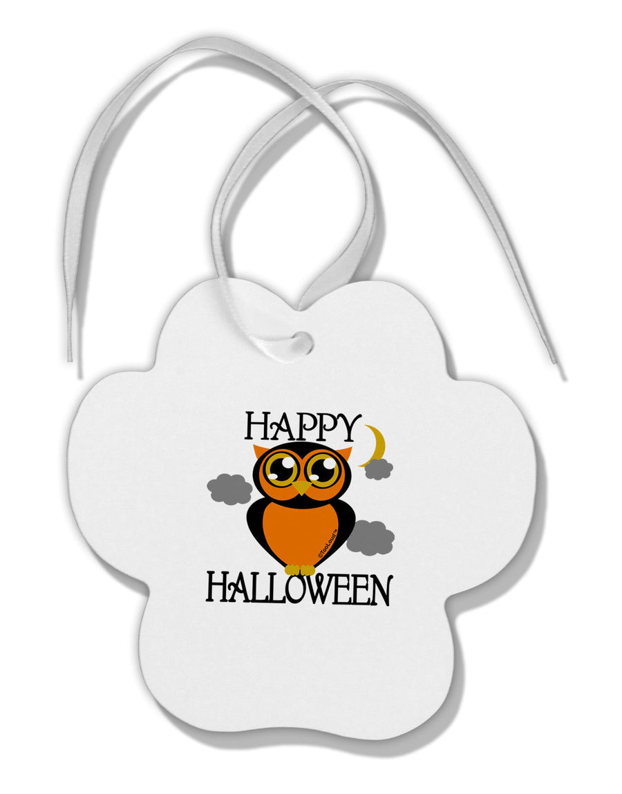 Owl Orange Text Paw Print Shaped Ornament-Ornament-TooLoud-White-Davson Sales