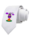 Owl Purple Printed White Necktie