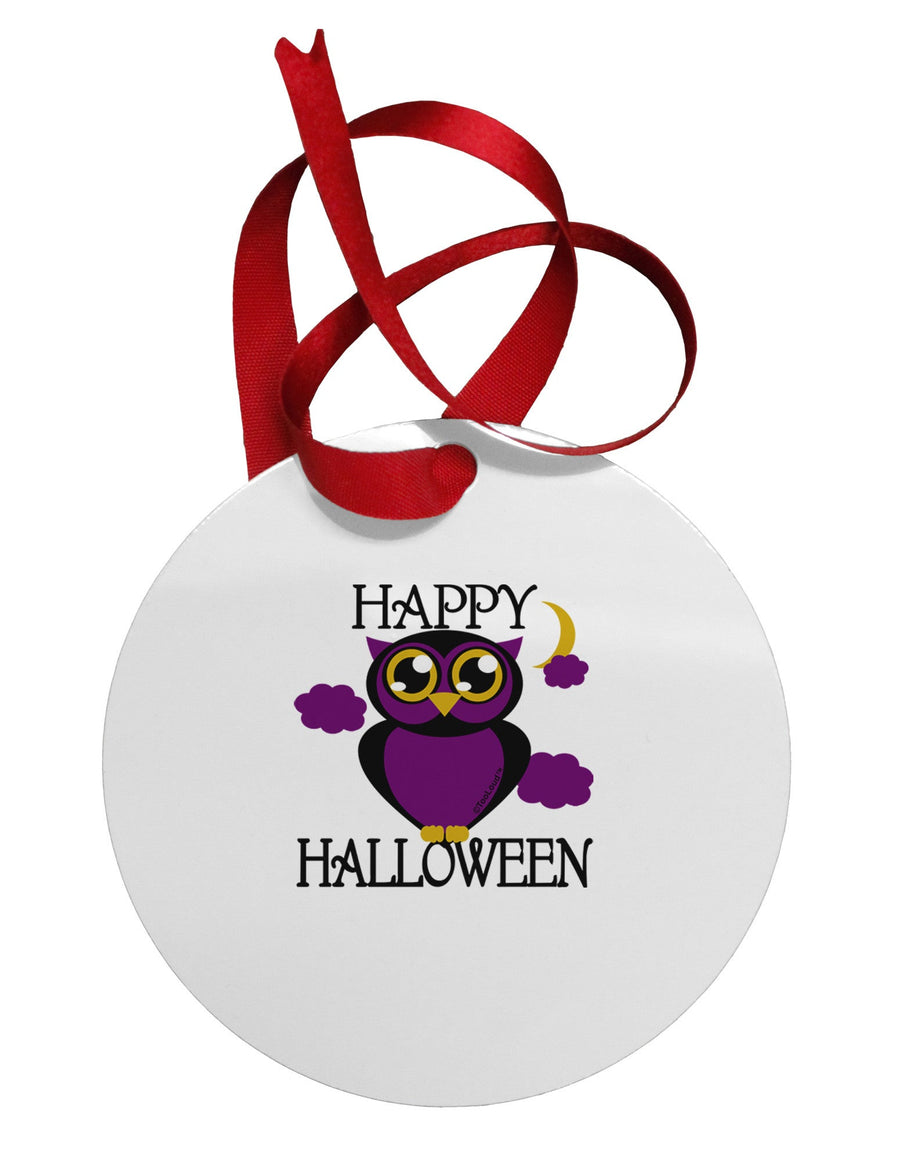 Owl Purple Text Circular Metal Ornament-Ornament-TooLoud-White-Davson Sales