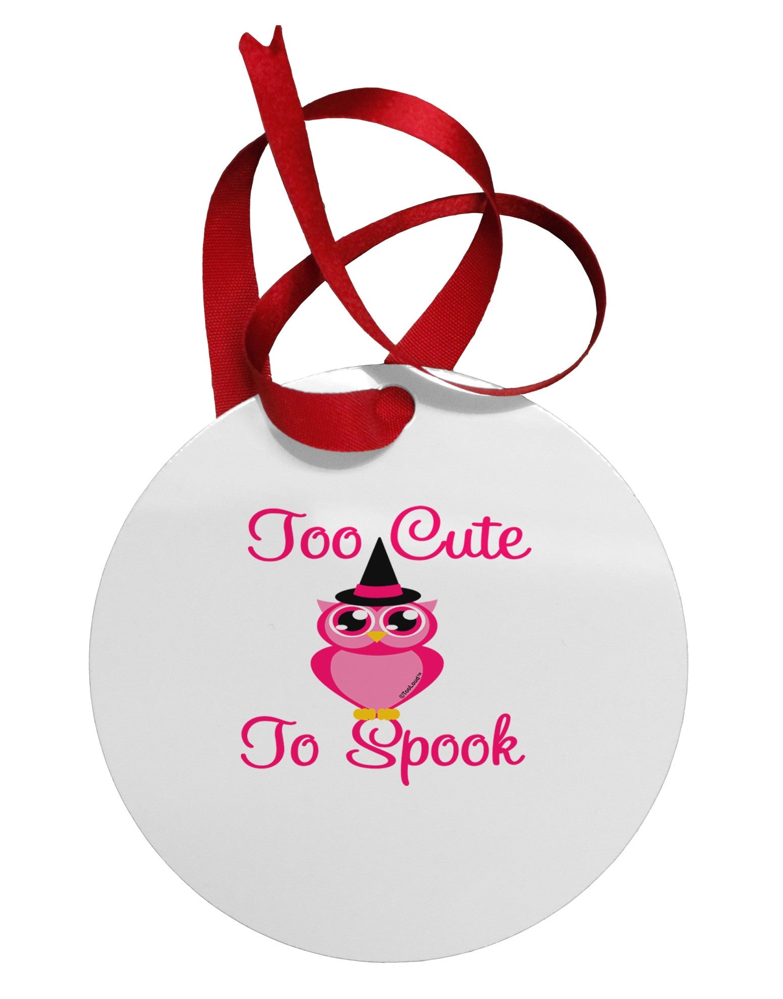 Owl Too Cute Pink Circular Metal Ornament-Ornament-TooLoud-White-Davson Sales