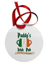 Paddy's Irish Pub Circular Metal Ornament by TooLoud-Ornament-TooLoud-White-Davson Sales