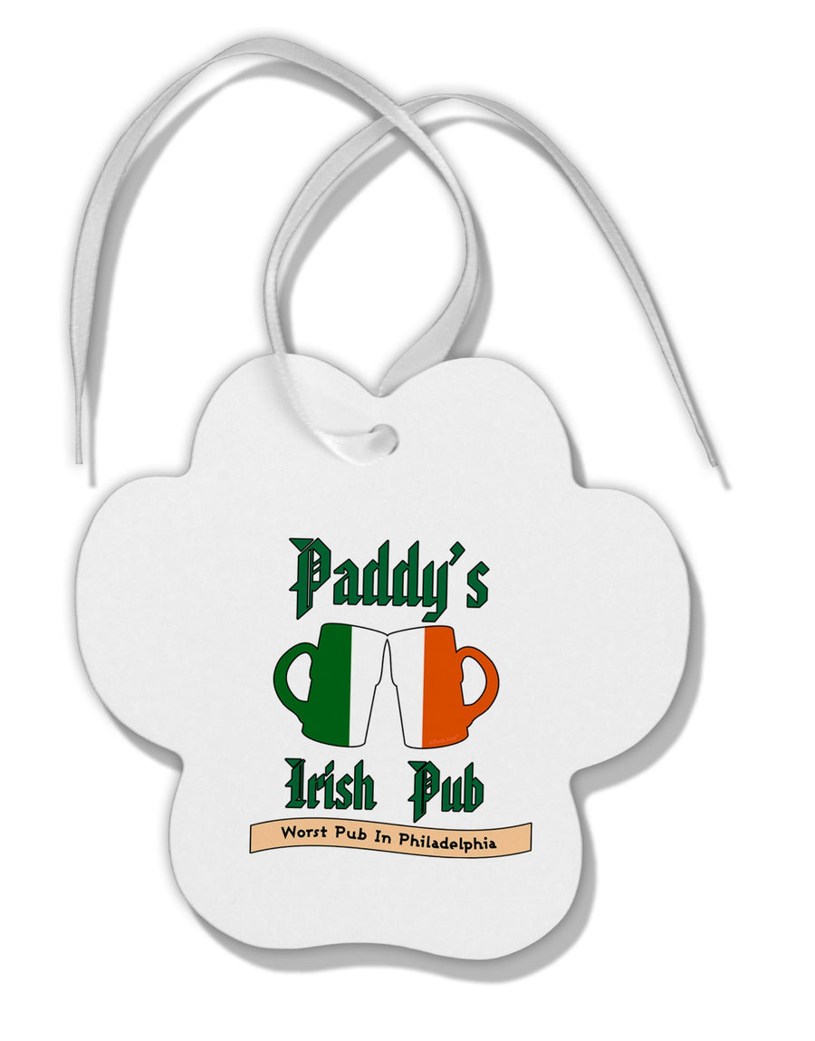 Paddy's Irish Pub Paw Print Shaped Ornament by TooLoud-Ornament-TooLoud-White-Davson Sales