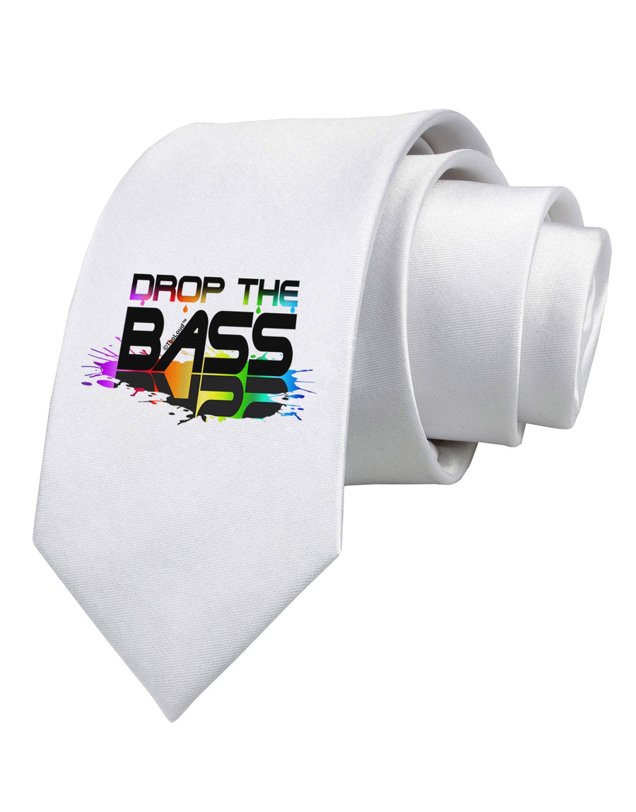 Paint Drop The Bass Printed White Necktie