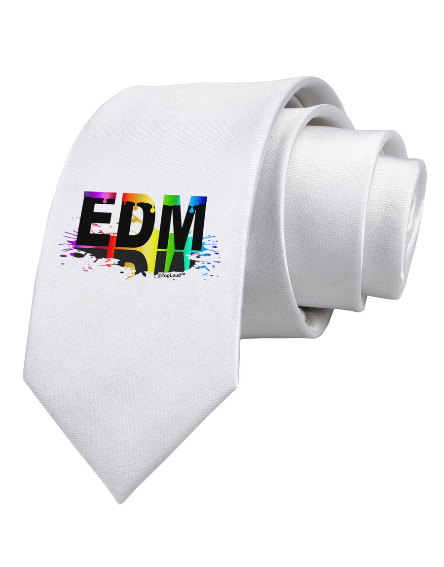 Paint EDM Printed White Necktie