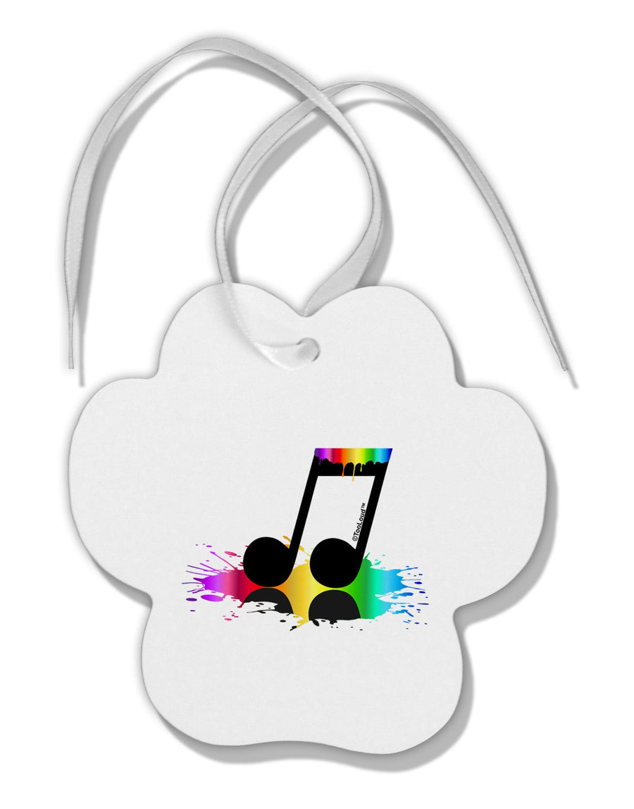 Paint Music Note Paw Print Shaped Ornament-Ornament-TooLoud-White-Davson Sales