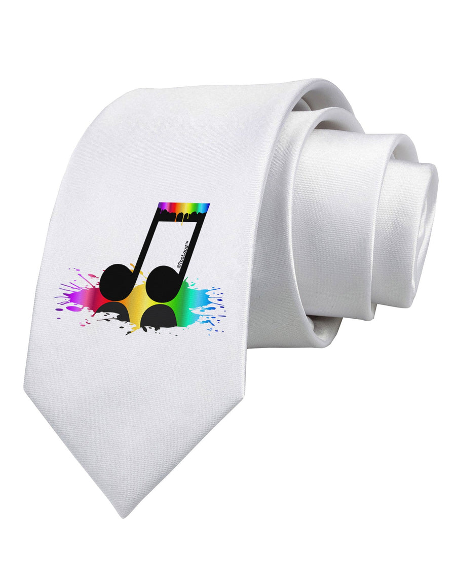 Paint Music Note Printed White Necktie