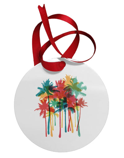 Paint Splash Palm Trees Circular Metal Ornament-Ornament-TooLoud-White-Davson Sales