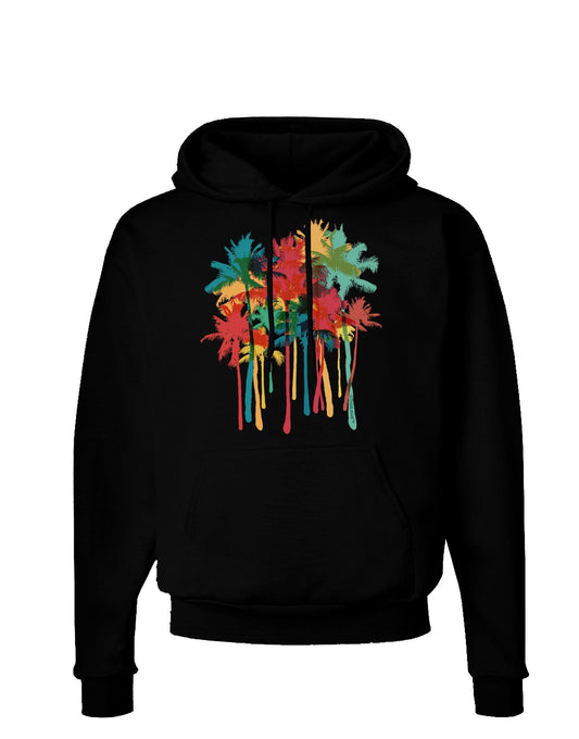 Paint Splash Palm Trees Dark Hoodie Sweatshirt-Hoodie-TooLoud-Black-Small-Davson Sales