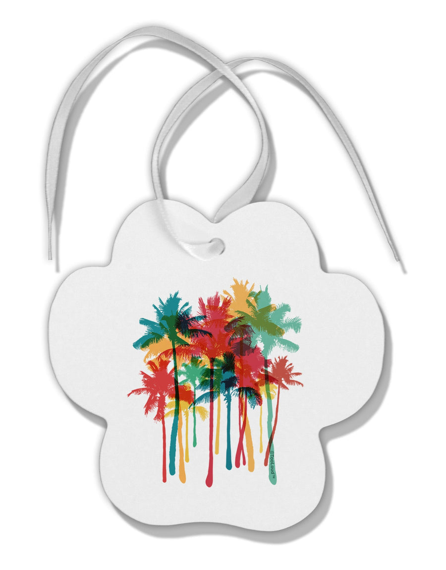 Paint Splash Palm Trees Paw Print Shaped Ornament-Ornament-TooLoud-White-Davson Sales