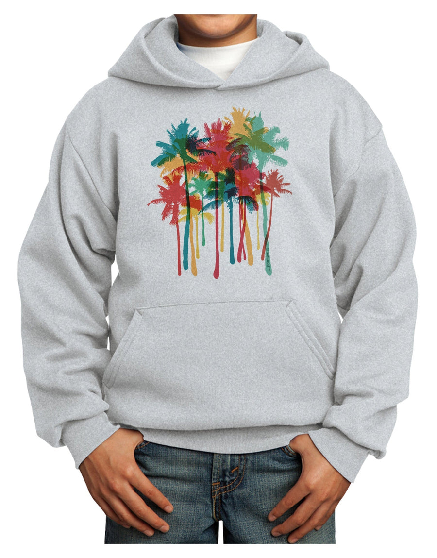 Paint Splash Palm Trees Youth Hoodie Pullover Sweatshirt-Youth Hoodie-TooLoud-White-XS-Davson Sales