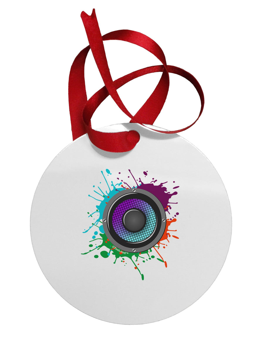 Paint Splatter Speaker Circular Metal Ornament-Ornament-TooLoud-White-Davson Sales