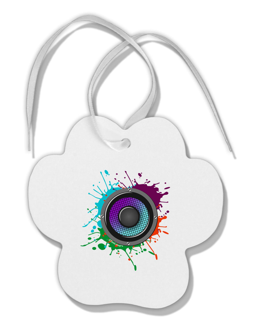 Paint Splatter Speaker Paw Print Shaped Ornament-Ornament-TooLoud-White-Davson Sales