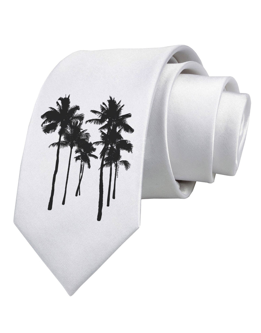 Palm Rows Silhouette Printed White Necktie