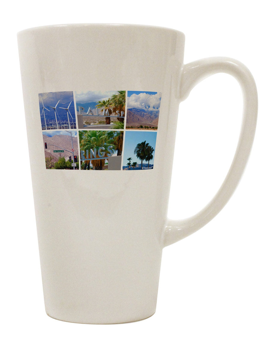 Palm Springs Square Collage 16 Ounce Conical Latte Coffee Mug - Expertly Crafted Drinkware-Conical Latte Mug-TooLoud-White-Davson Sales