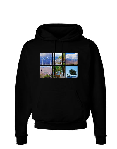 Palm Springs Square Collage Dark Hoodie Sweatshirt-Hoodie-TooLoud-Black-Small-Davson Sales