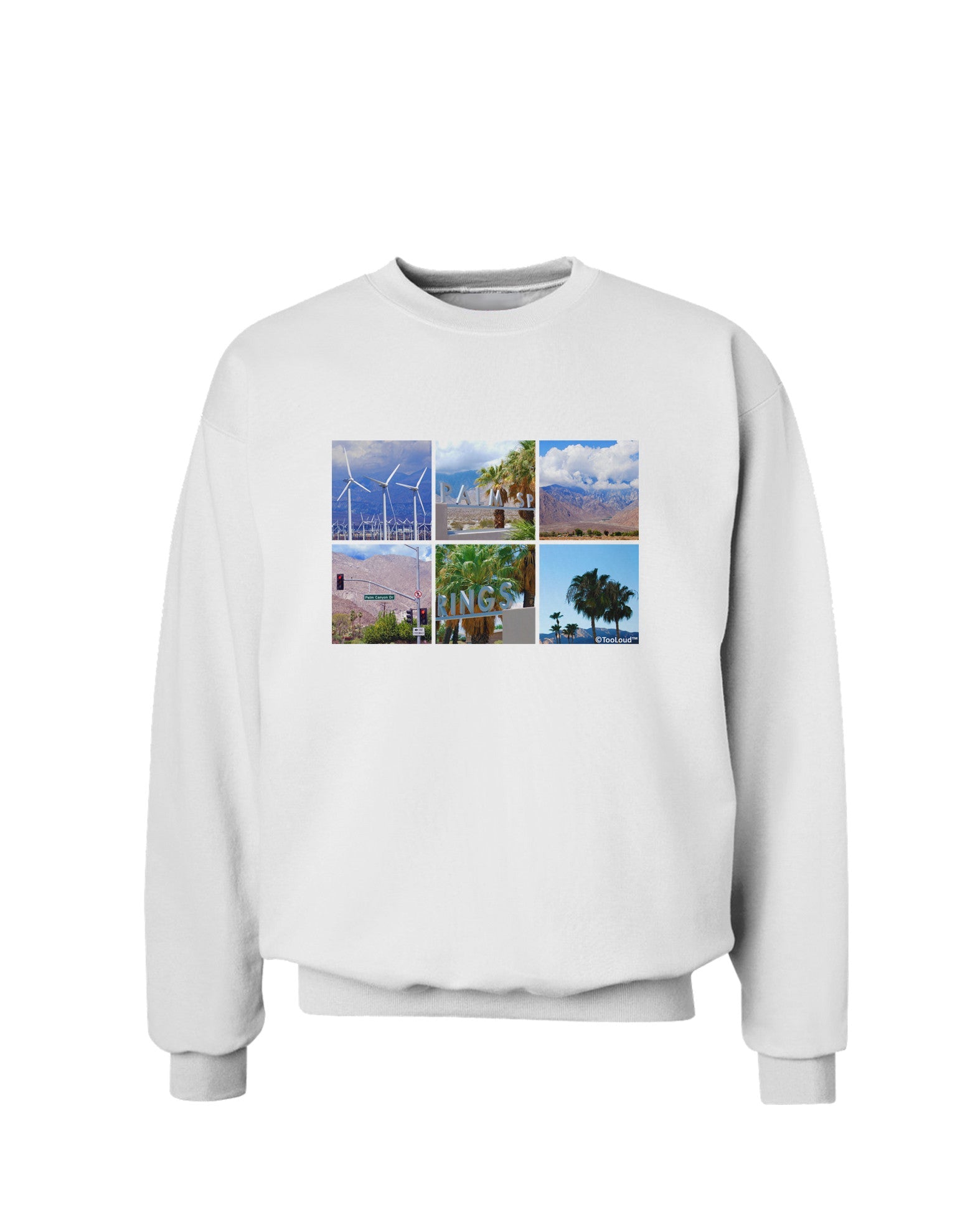 Palm Springs Square Collage Sweatshirt-Sweatshirts-TooLoud-White-Small-Davson Sales