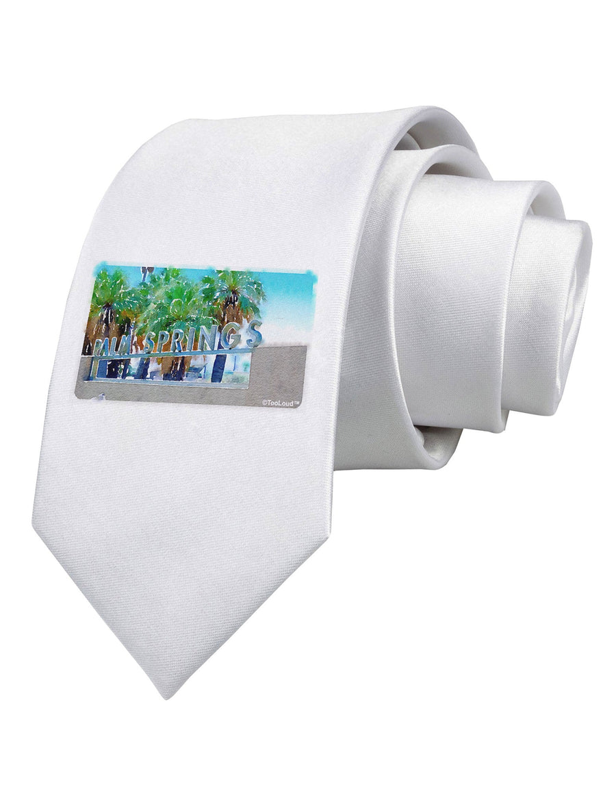 Palm Springs Watercolor Printed White Necktie