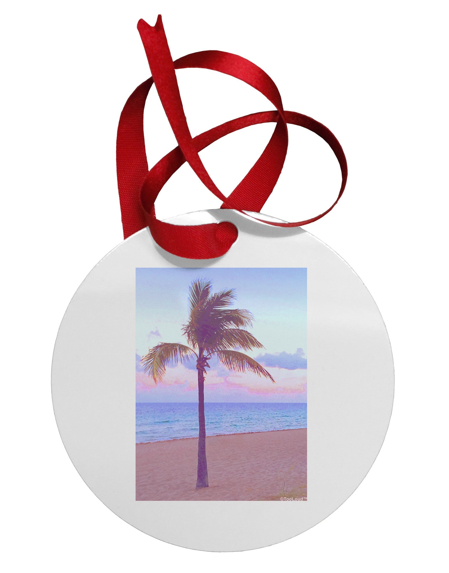 Palm Tree Beach Filter Circular Metal Ornament-Ornament-TooLoud-White-Davson Sales