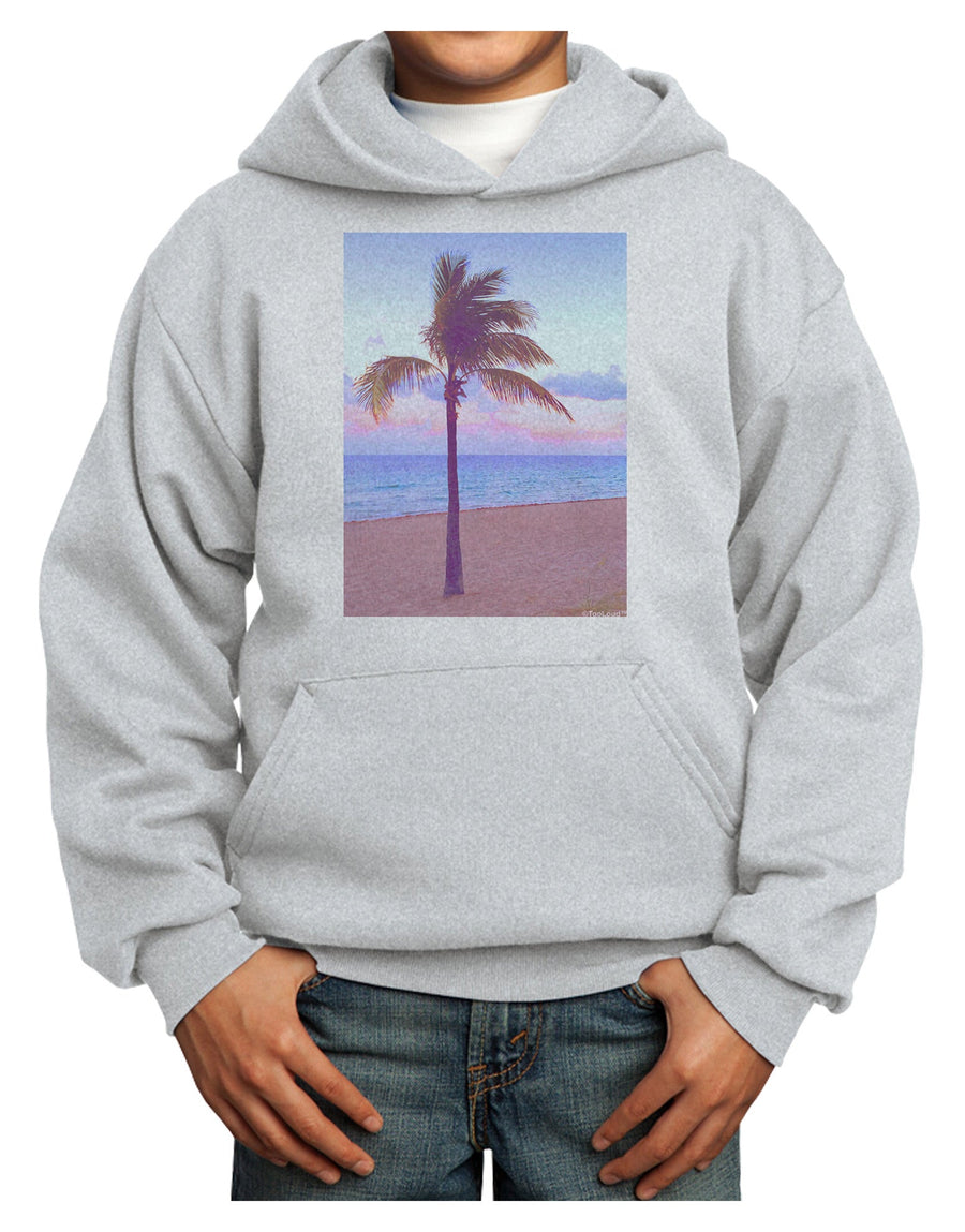 Palm Tree Beach Filter Youth Hoodie Pullover Sweatshirt-Youth Hoodie-TooLoud-White-XS-Davson Sales