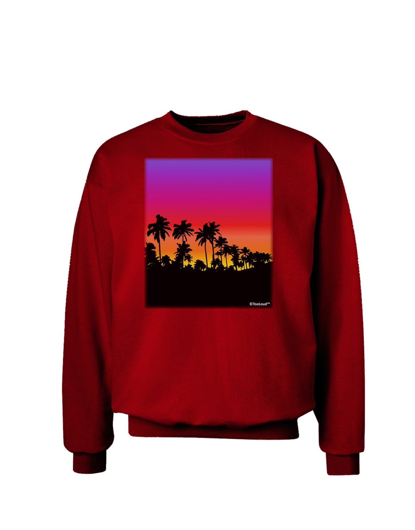 Palm Trees and Sunset Design Adult Dark Sweatshirt by TooLoud-Sweatshirts-TooLoud-Deep-Red-Small-Davson Sales