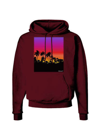 Palm Trees and Sunset Design Dark Hoodie Sweatshirt by TooLoud-Hoodie-TooLoud-Maroon-Small-Davson Sales