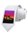 Palm Trees and Sunset Design Printed White Necktie by TooLoud