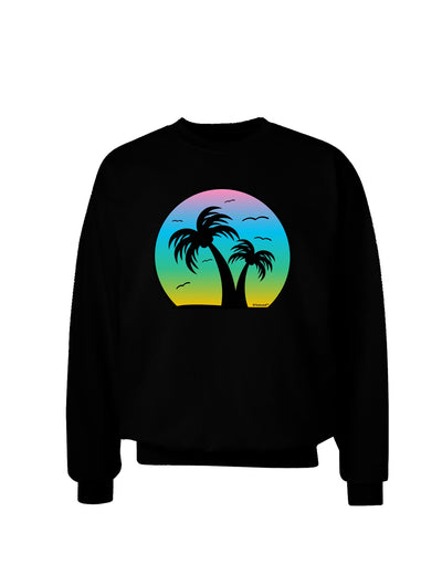 Palm Trees Silhouette - Beach Sunset Design Adult Dark Sweatshirt-Sweatshirts-TooLoud-Black-Small-Davson Sales