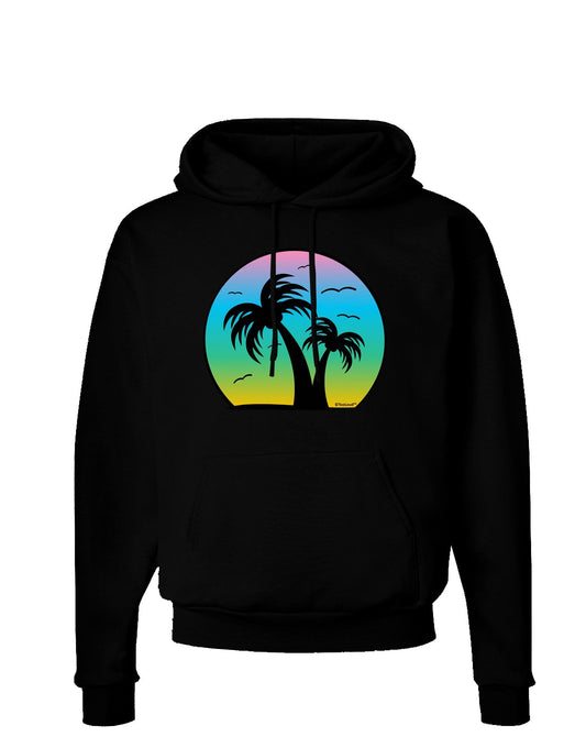 Palm Trees Silhouette - Beach Sunset Design Dark Hoodie Sweatshirt-Hoodie-TooLoud-Black-Small-Davson Sales